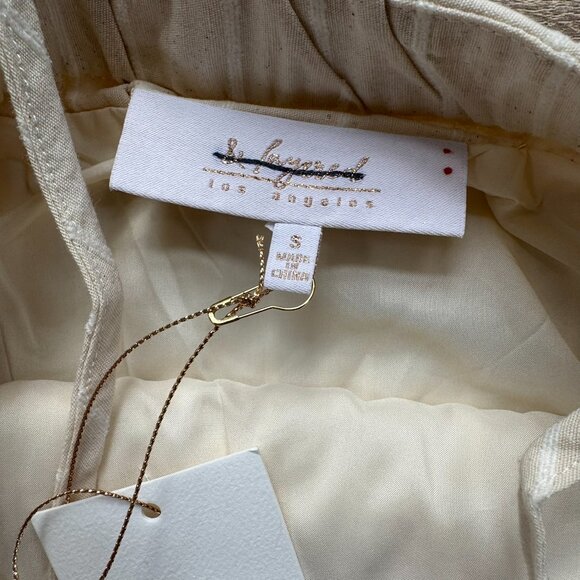 NWT Anthropologie Layered Cotton Linen Pleated Striped Top Cream Small - Picture 5 of 8